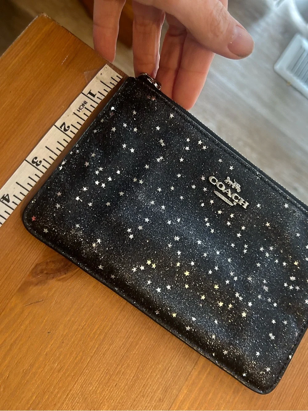 Coach Black Sparkly Star-Print Wristlet